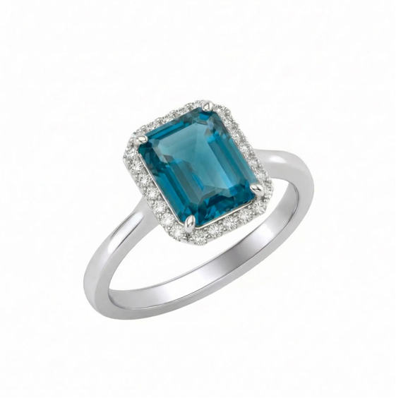 Anello Gazzola Gioielli Donna Amuleto in Oro bianco Topazio blu 2.62 Ct AN-1233-16-1-18-13-TL-OT-N-F-VS - AN-1233-16-1-18-13-TL-OT-N-F-VS